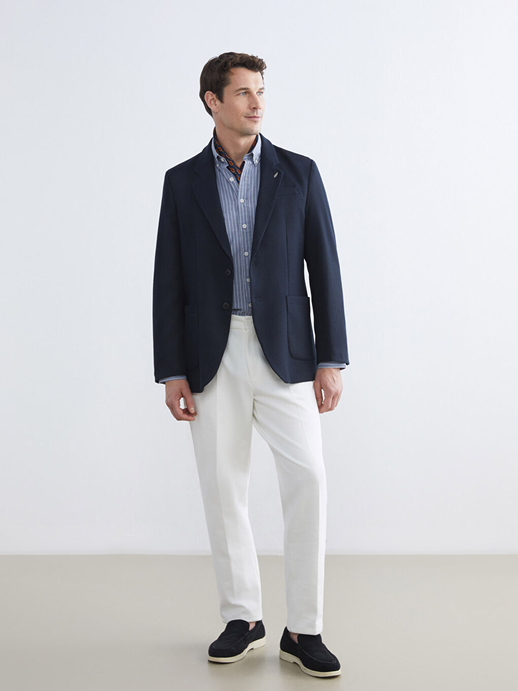 Lacivert Standart Kalıp Erkek Blazer Ceket-1