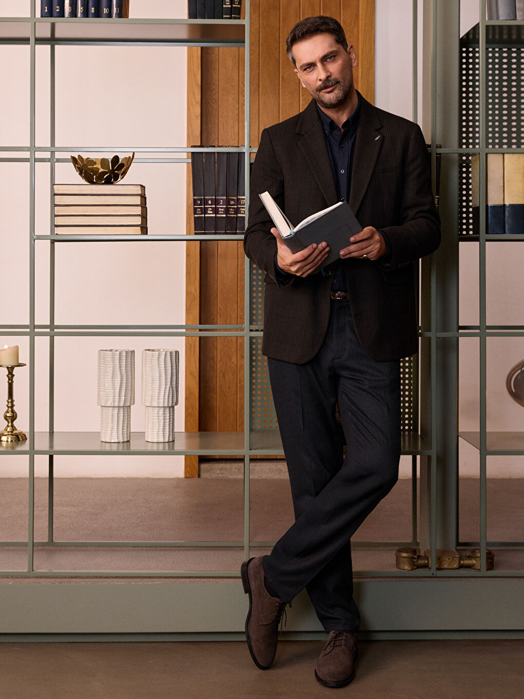 Kahverengi Standart Kalıp Erkek Blazer Ceket-1