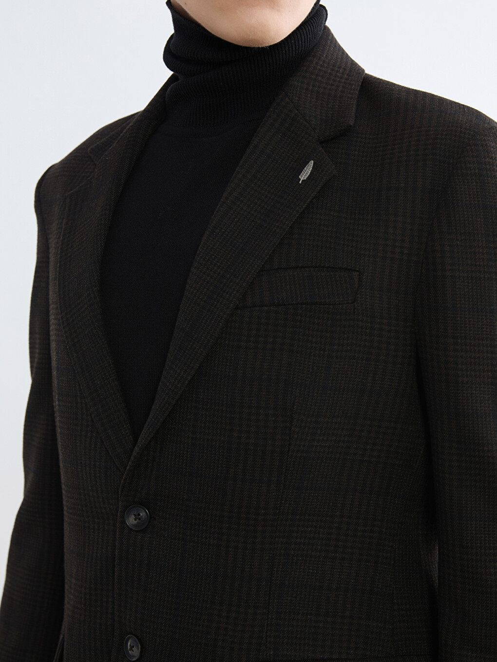 Kahverengi Standart Kalıp Erkek Blazer Ceket-2