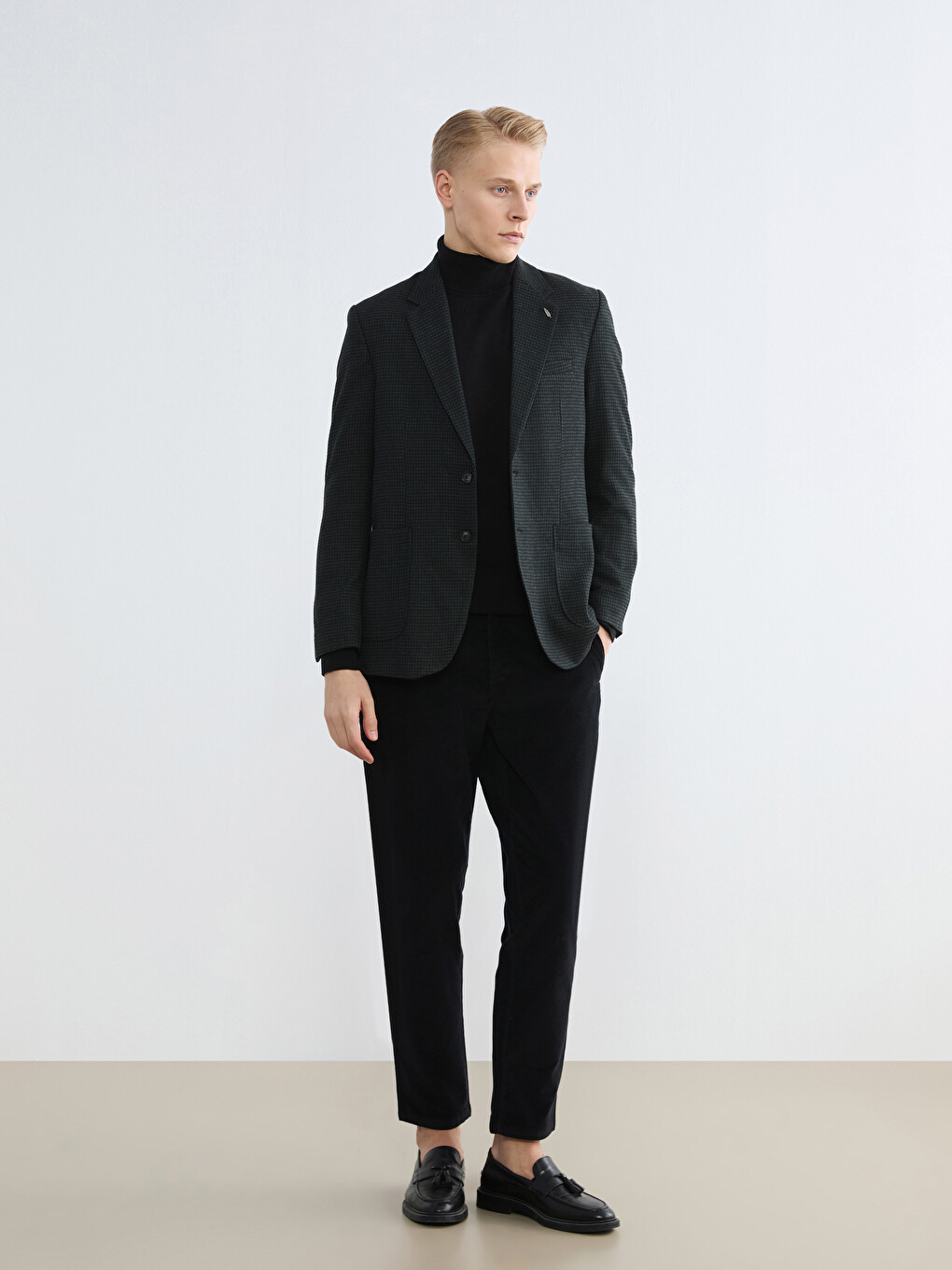 Yeşil Standart Kalıp Erkek Blazer Ceket-1