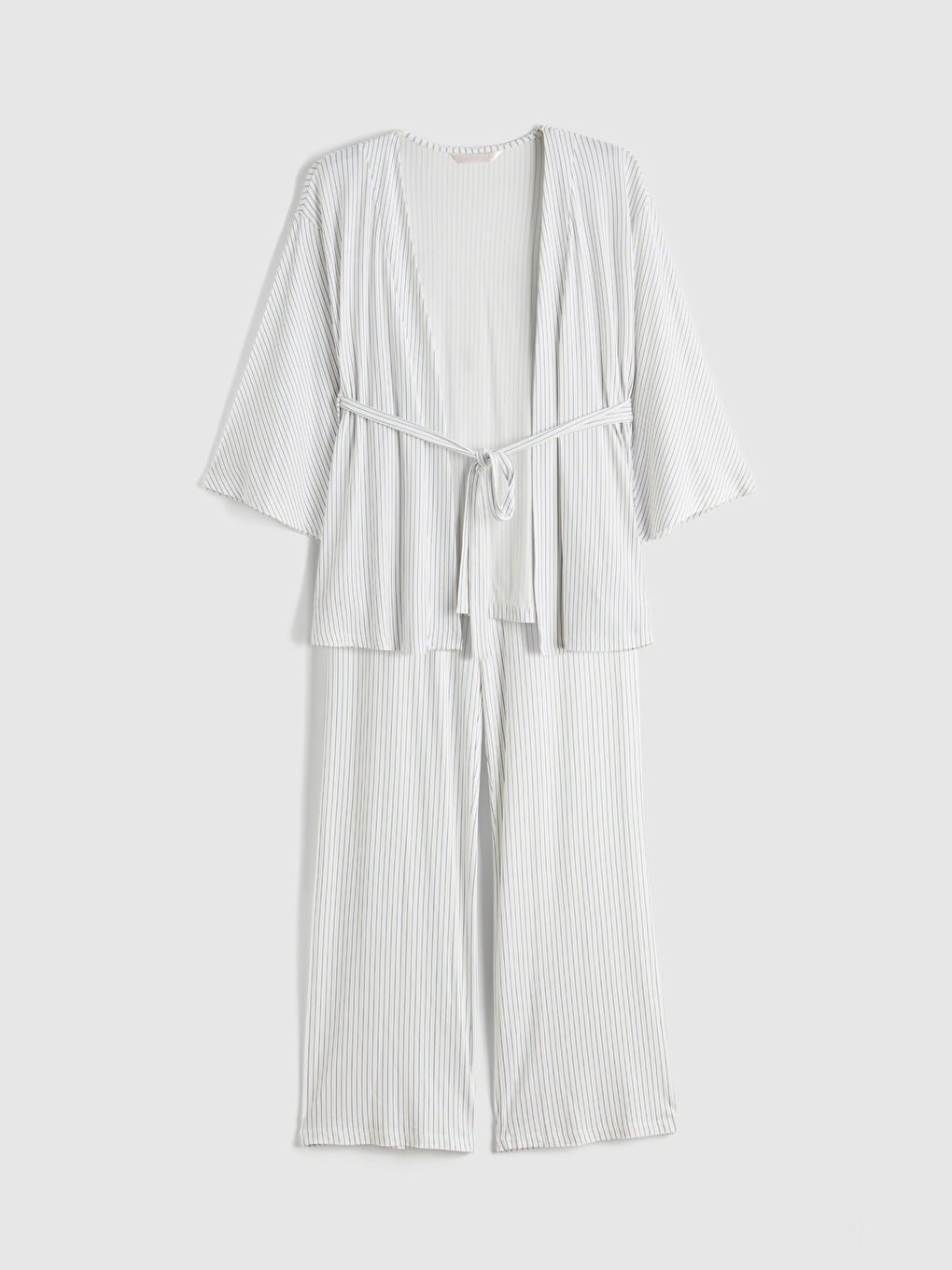 Mavi Şal Yaka Çizgili Hamile Pijama Takımı-4