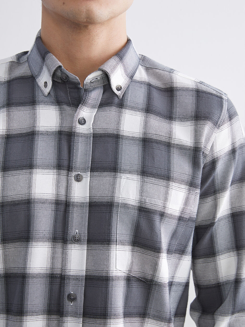 Siyah Regular Fit Uzun Kollu Ekose Erkek Gömlek-2