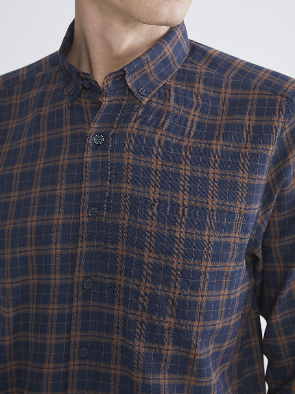 Regular Fit Uzun Kollu Ekose Gabardin Erkek Gömlek-2