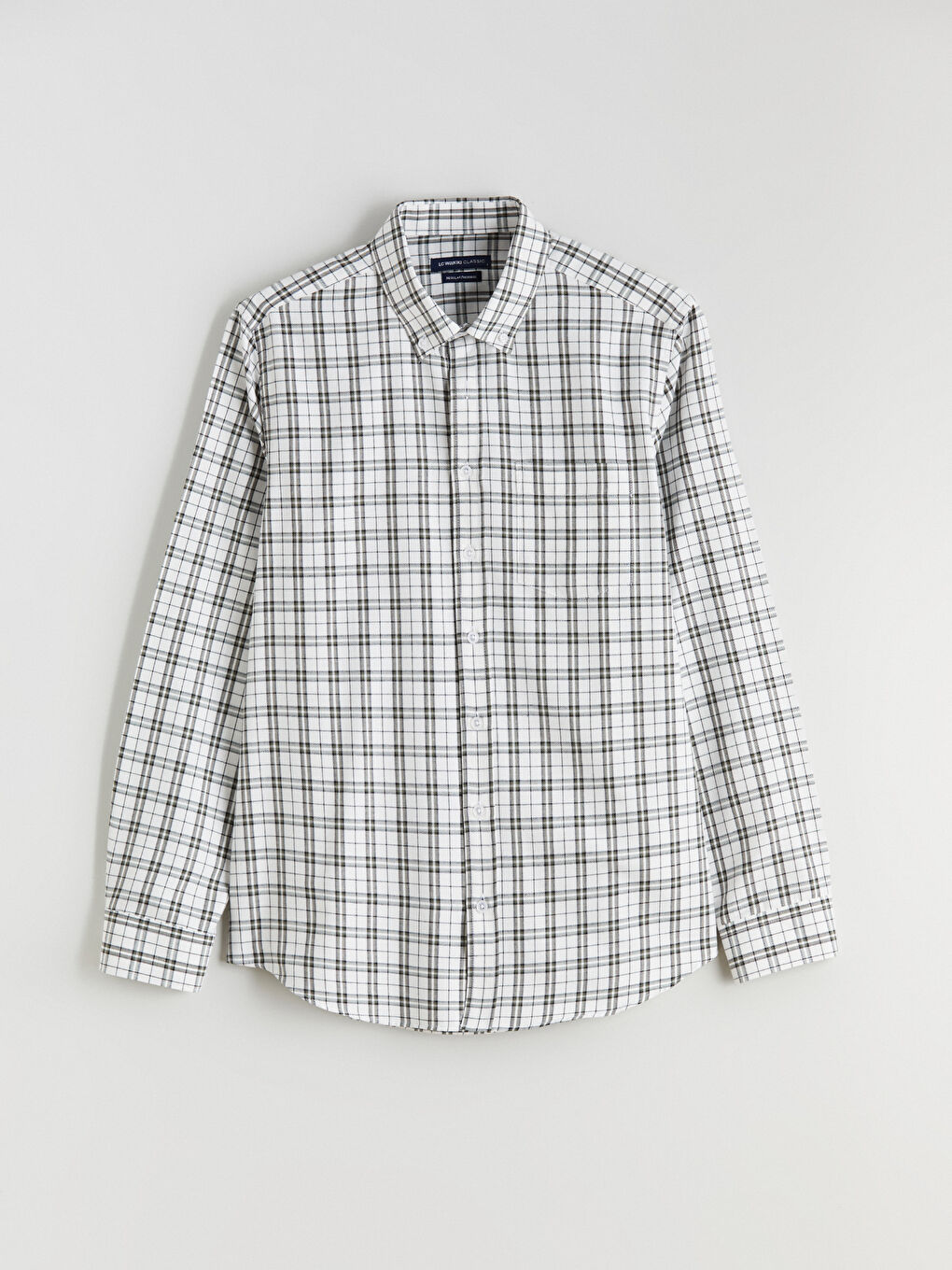 Ekru Regular Fit Uzun Kollu Ekose Gabardin Erkek Gömlek-4