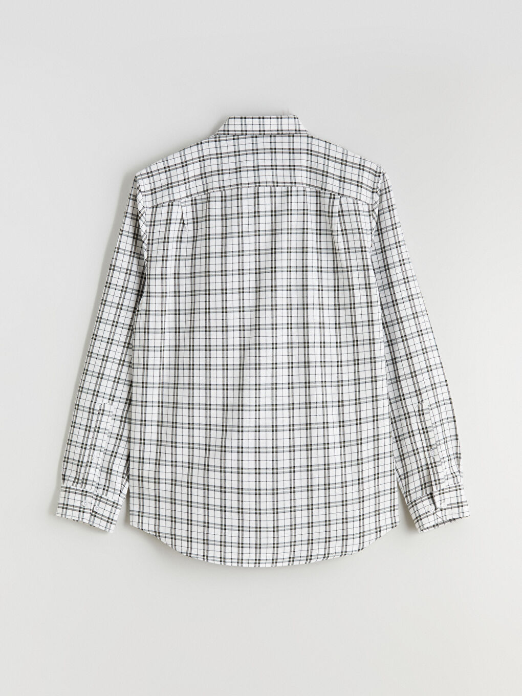 Ekru Regular Fit Uzun Kollu Ekose Gabardin Erkek Gömlek-5