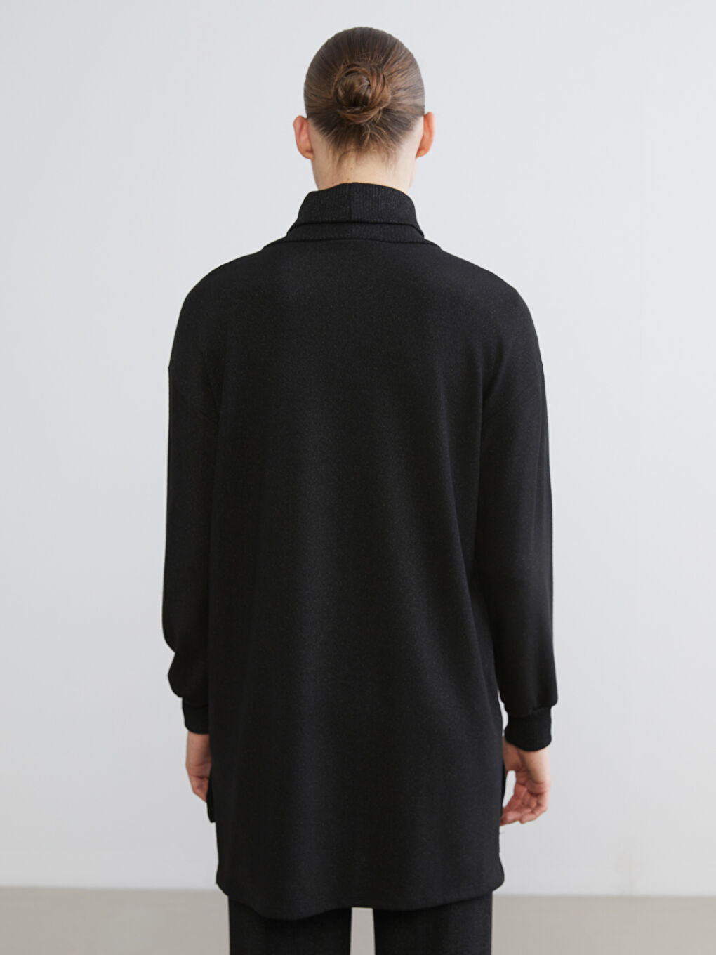 Siyah Balıkçı Yaka Oversize Kadın Tunik-4