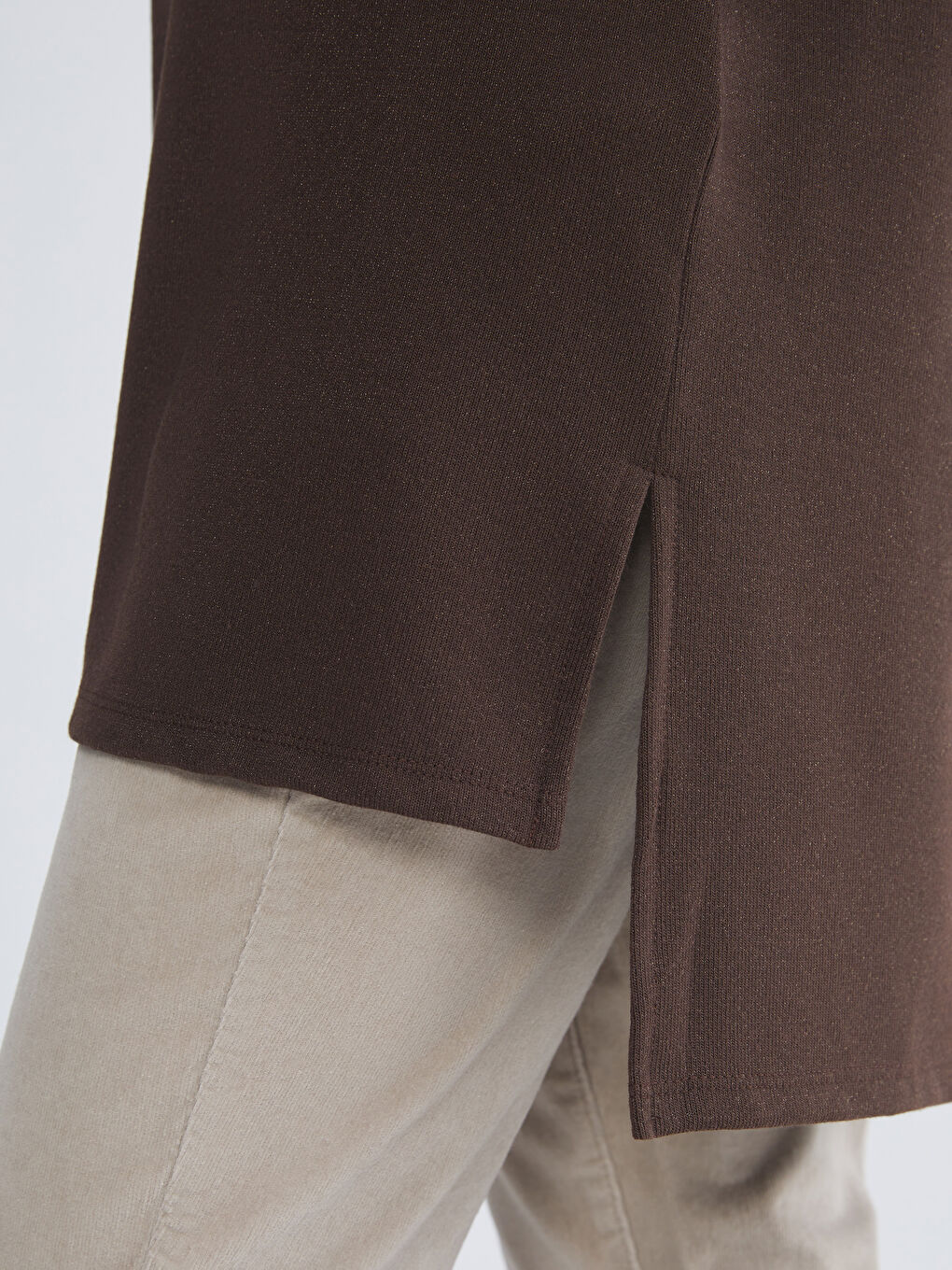 Kahverengi Balıkçı Yaka Oversize Kadın Tunik-4