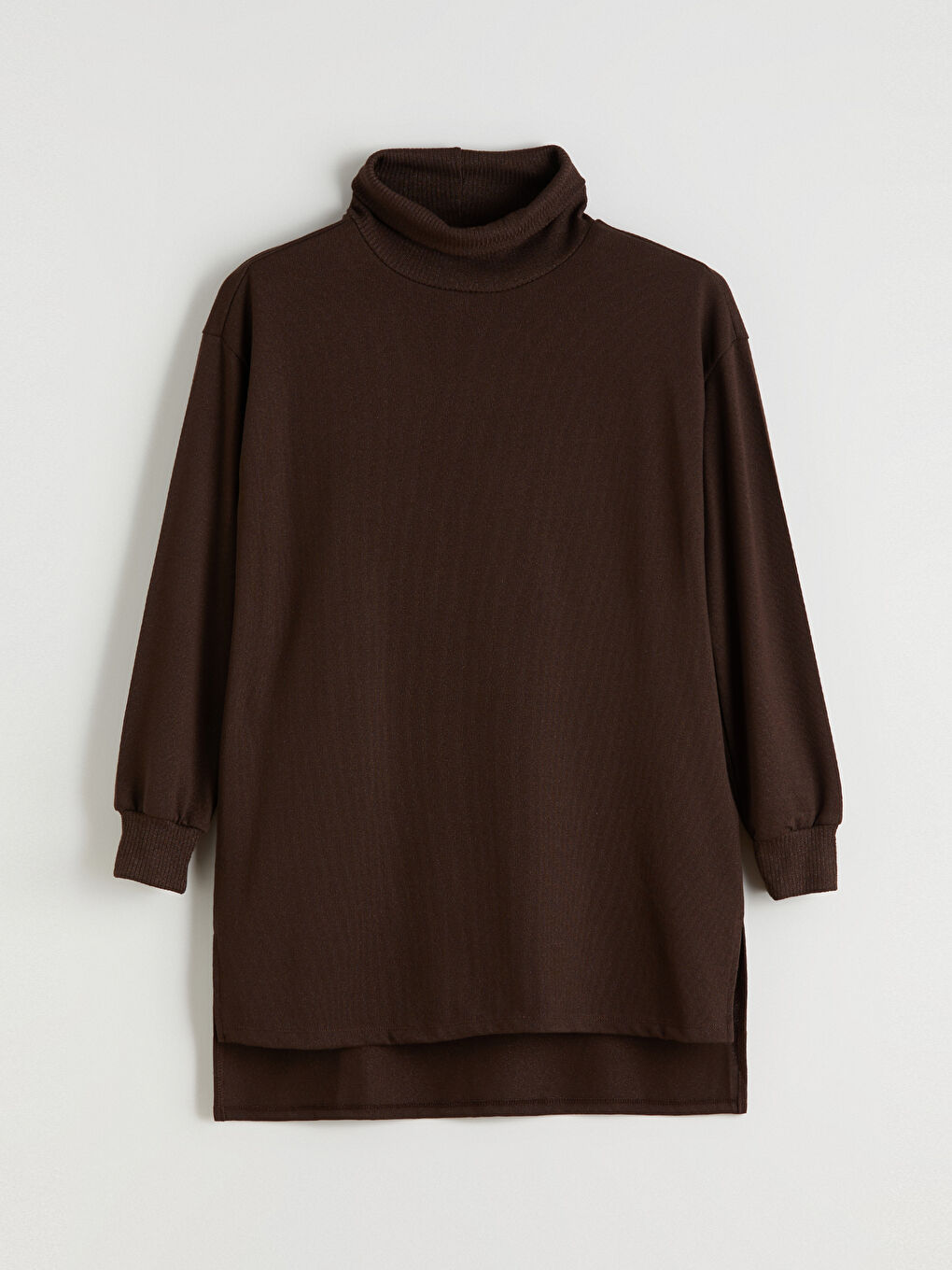 Kahverengi Balıkçı Yaka Oversize Kadın Tunik-7