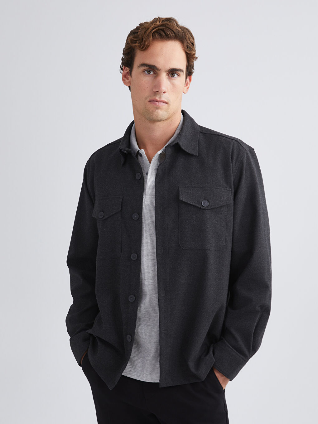 Regular Fit Long Sleeve Men's Lumberjack Shirt Jacket