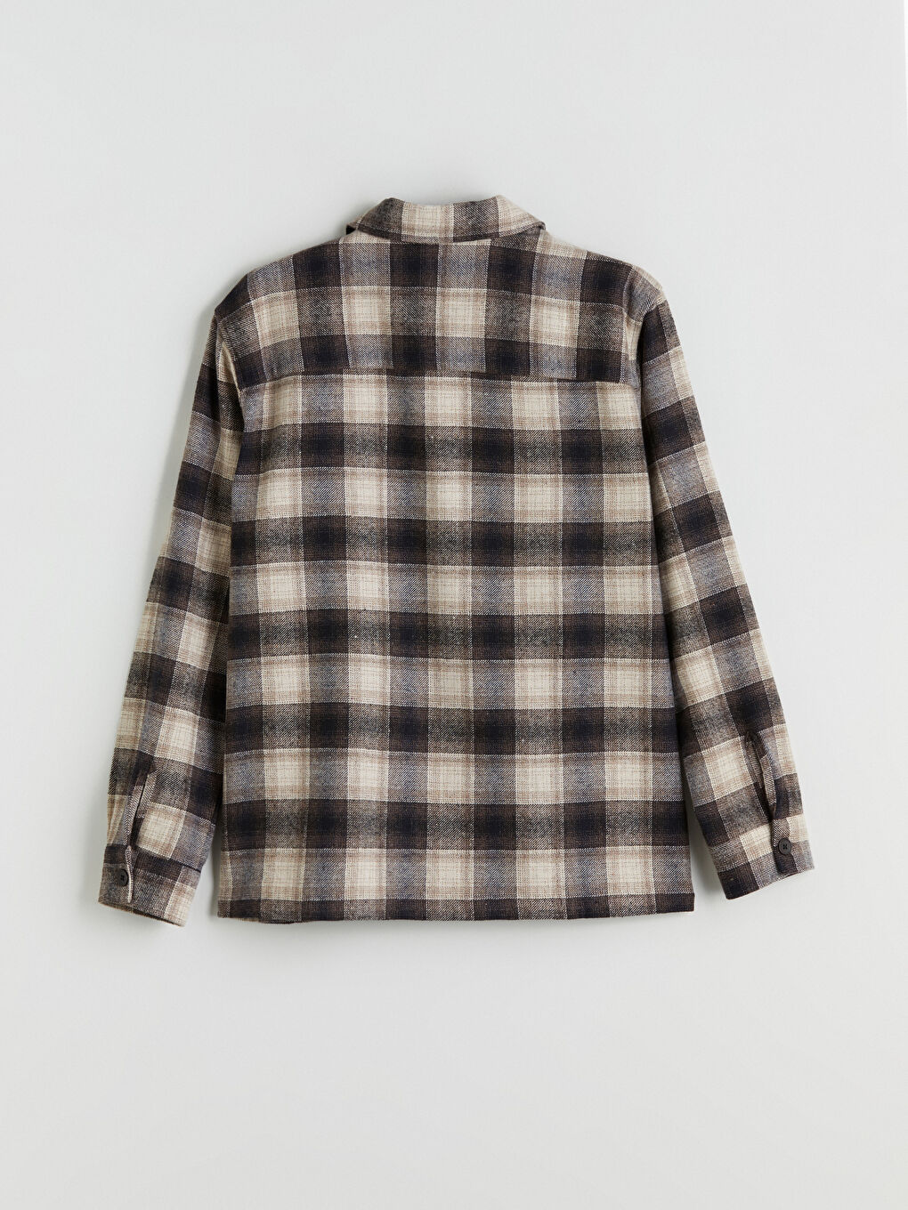 Bej Regular Fit Uzun Kollu Ekose Erkek Gömlek Ceket-5