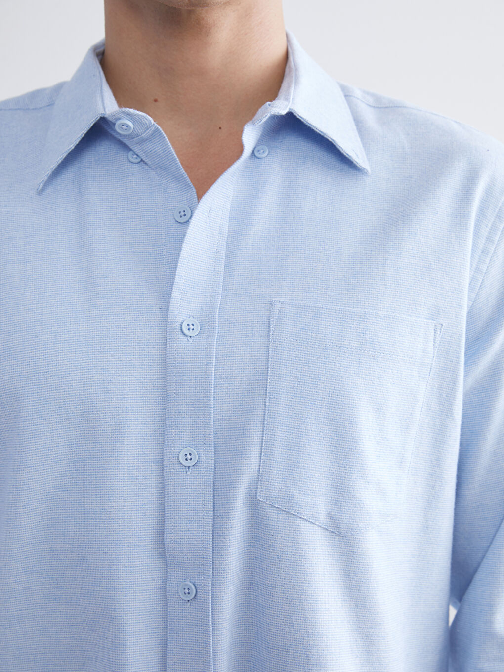 Regular Fit Long Sleeve Dobby Fabric Men's Shirt-2