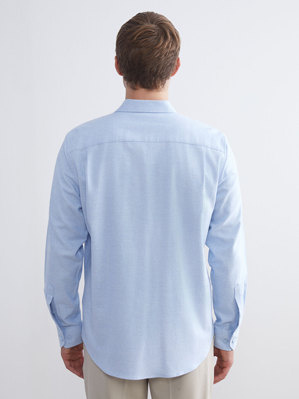 Regular Fit Long Sleeve Dobby Fabric Men's Shirt-3