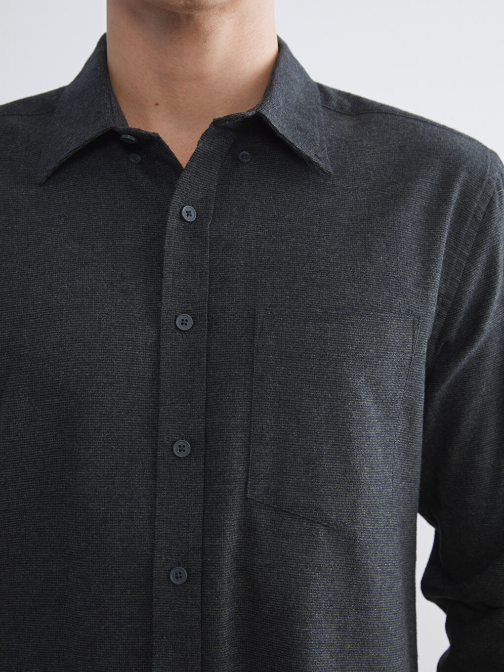 Regular Fit Long Sleeve Dobby Fabric Men's Shirt-2