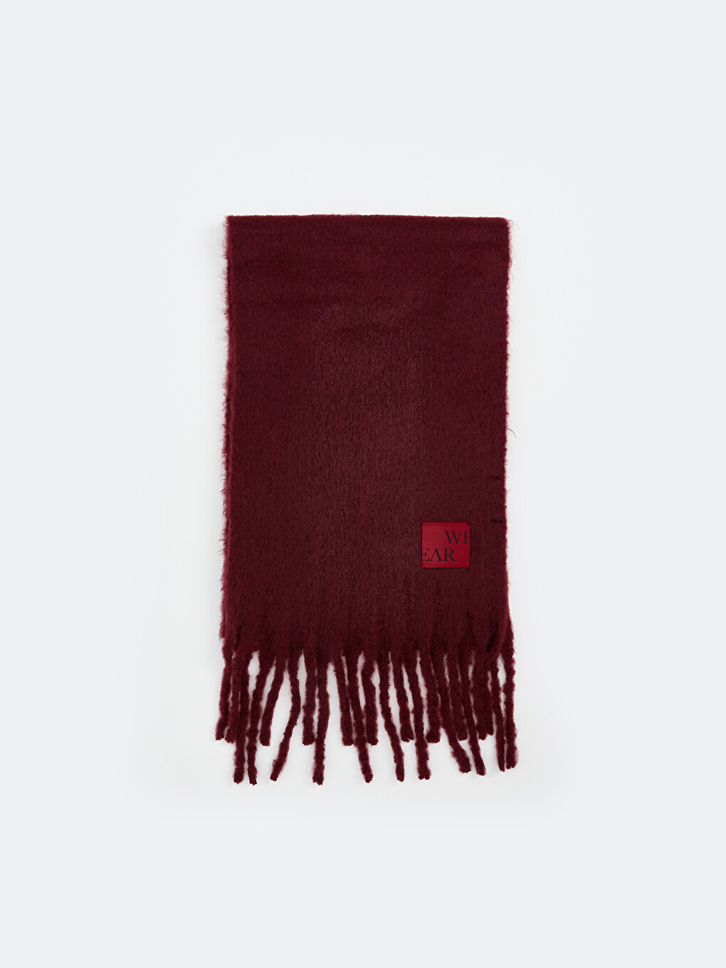 Bordo Püsküllü Erkek Triko Atkı-1
