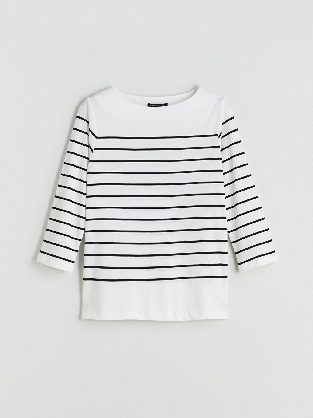 Siyah Bisiklet Yaka Çizgili Kadın Tişört-6