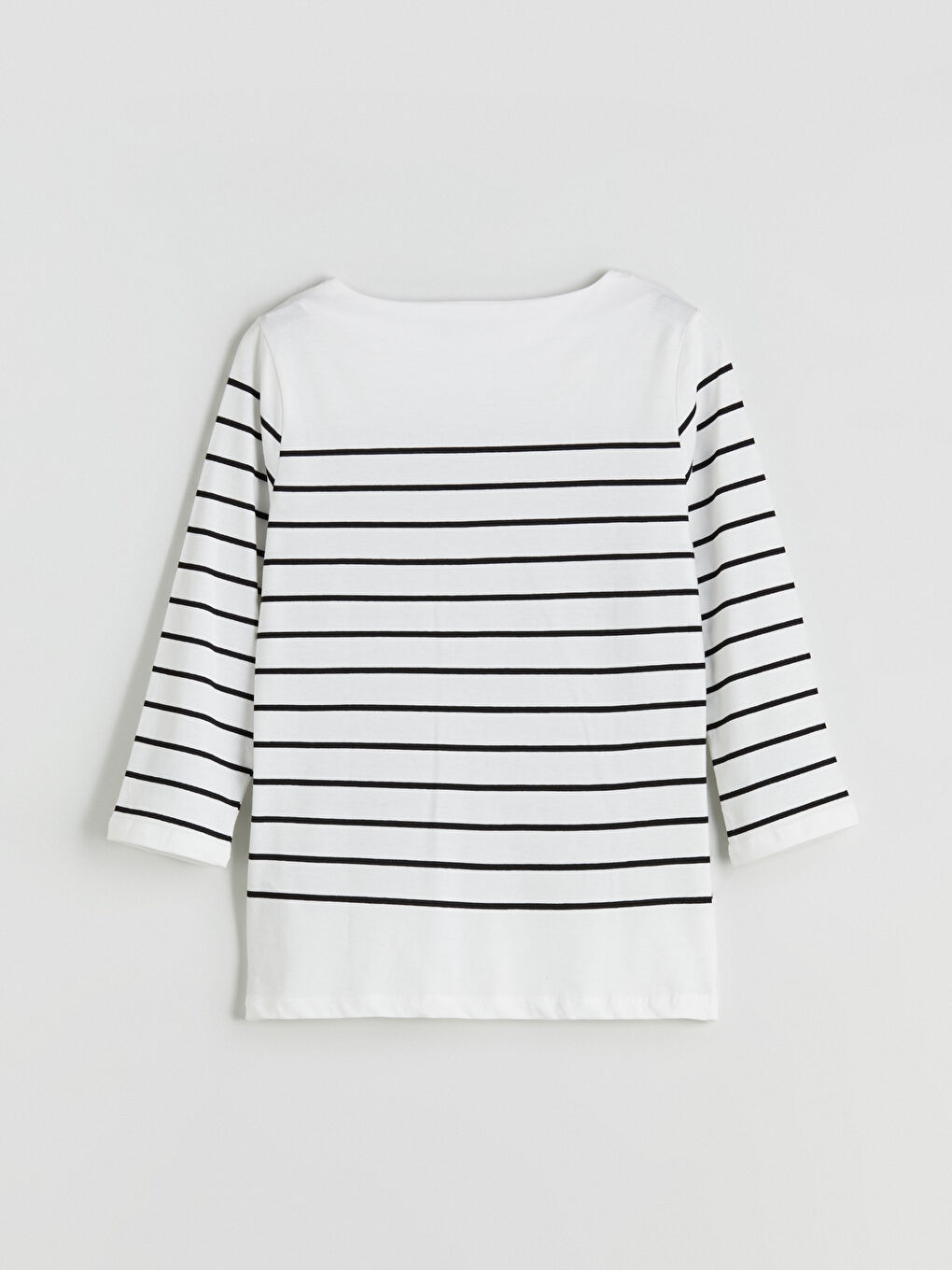 Siyah Bisiklet Yaka Çizgili Kadın Tişört-7