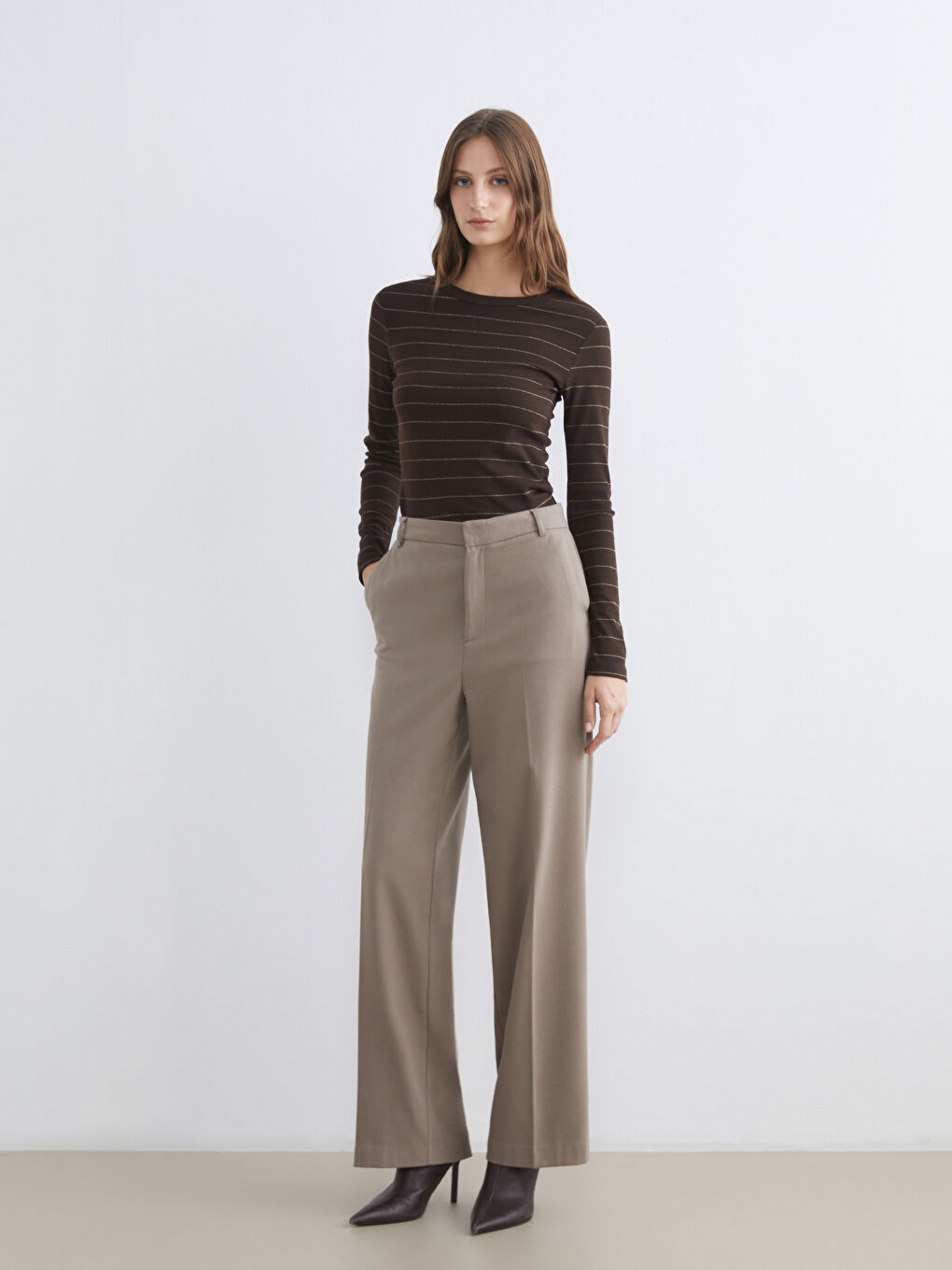 Rundhalsausschnitt Gestreiftes T-Shirt für Damen-1