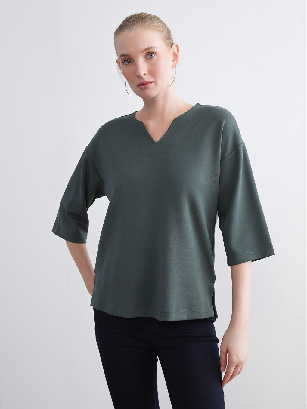 Notch Neck Blouse
