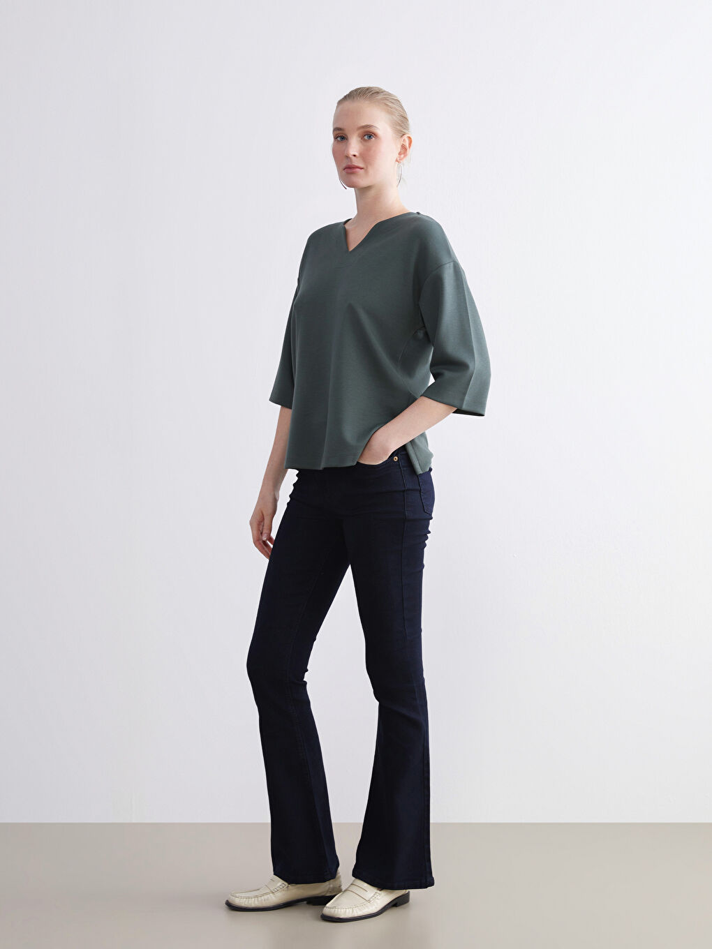 Notch Neck Blouse-1