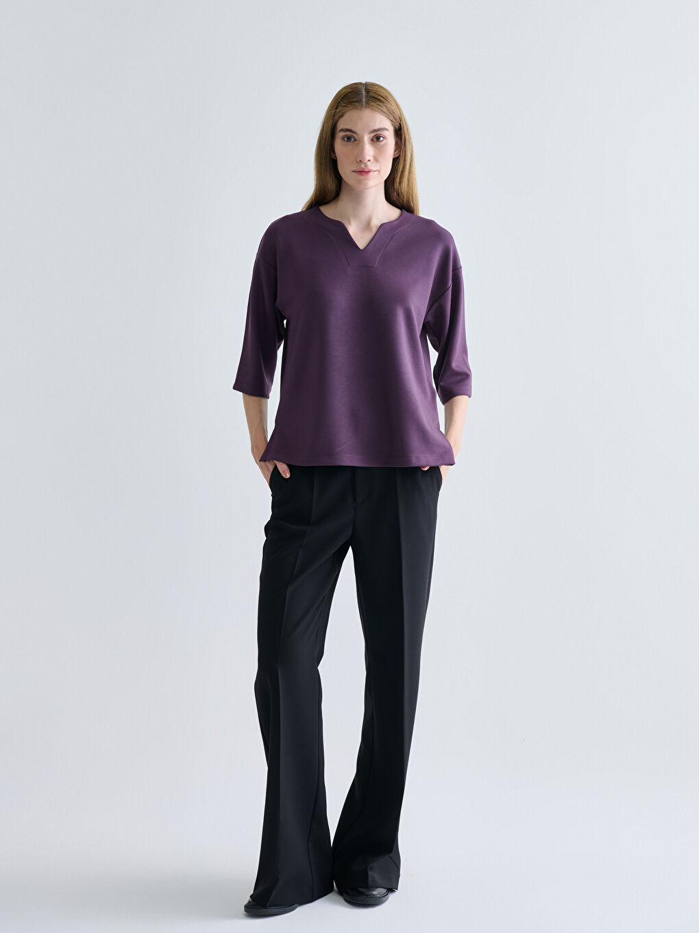 Notch Neck Blouse-3
