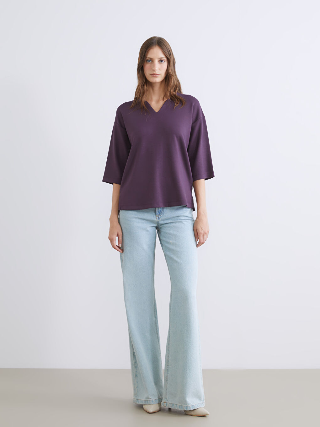 Notch Neck Blouse-2