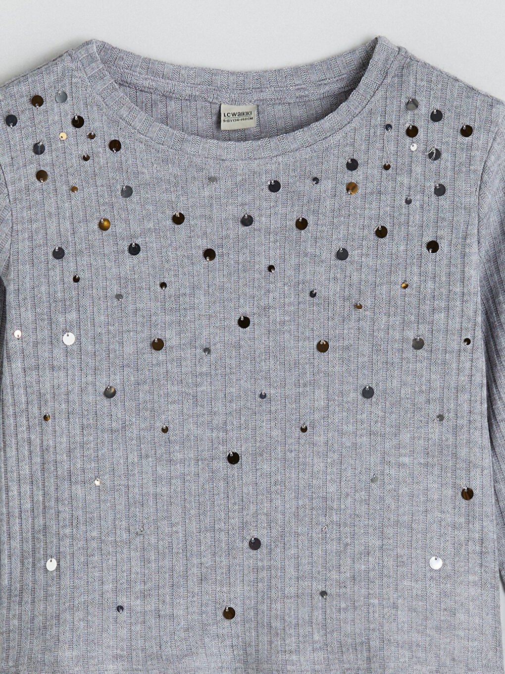 Crew Neck Sequined Girls' T-Shirt-1