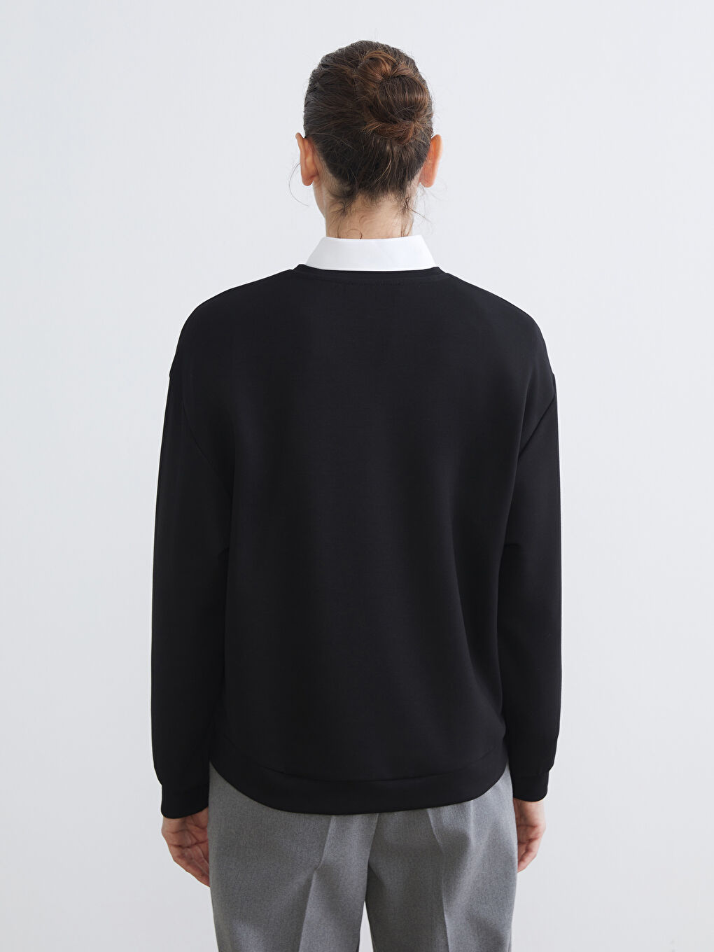 Crew Neck Rhinestone Embellished Oversize Women's Sweatshirt-3