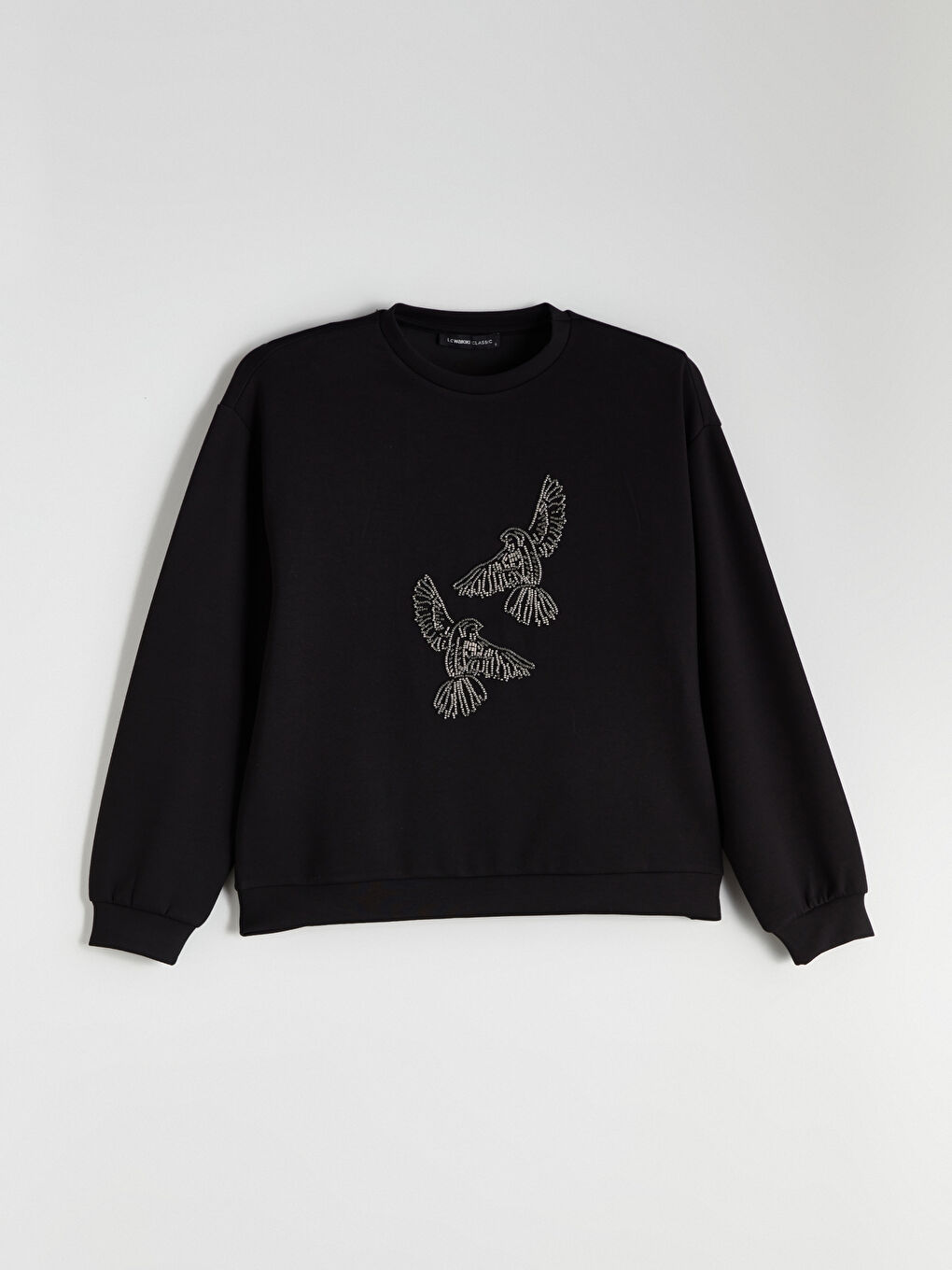 Crew Neck Rhinestone Embellished Oversize Women's Sweatshirt-4