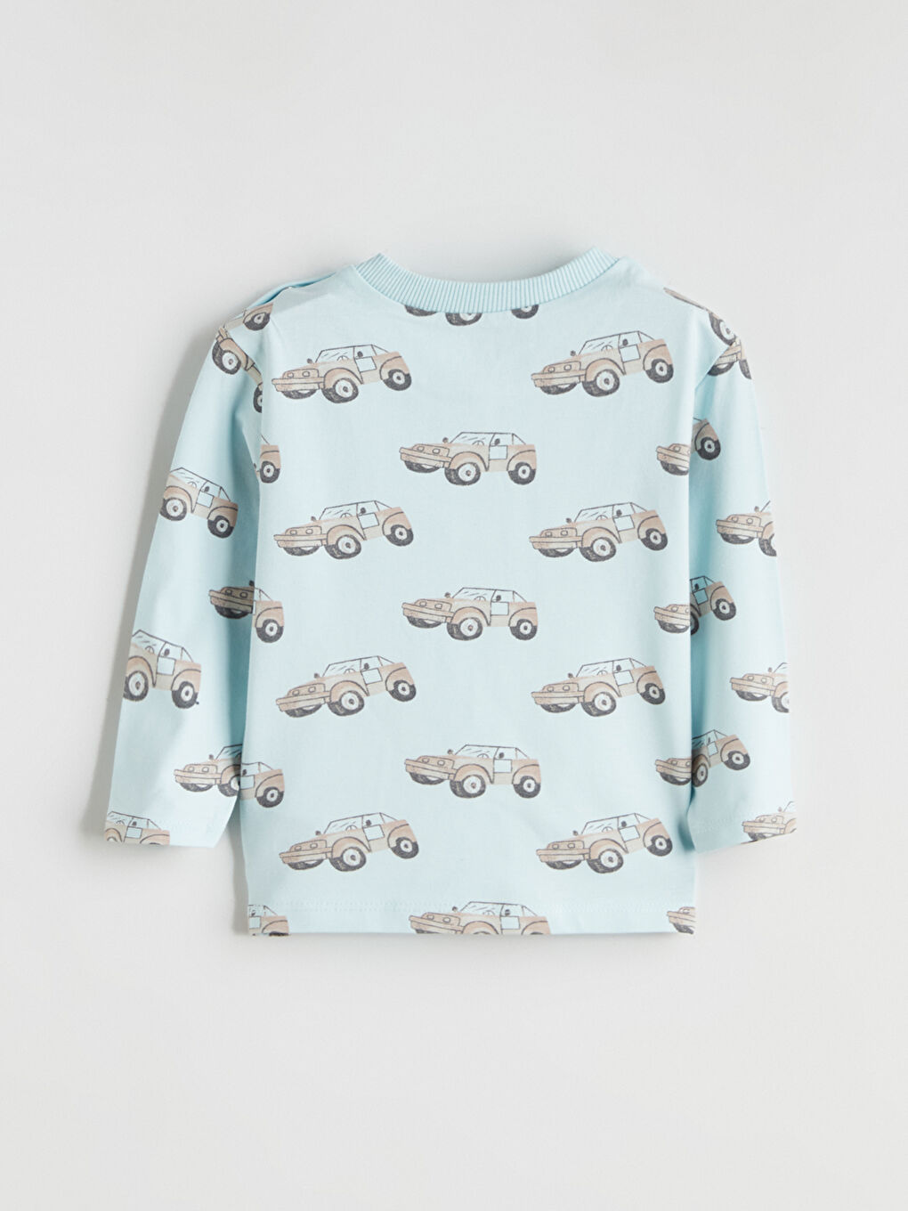 Turkuaz Bisiklet Yaka Desenli Erkek Bebek Tişört-1