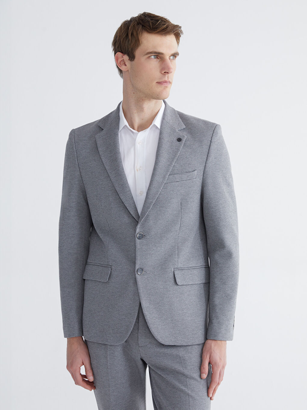 Gri Dar Kalıp Erkek Blazer Ceket