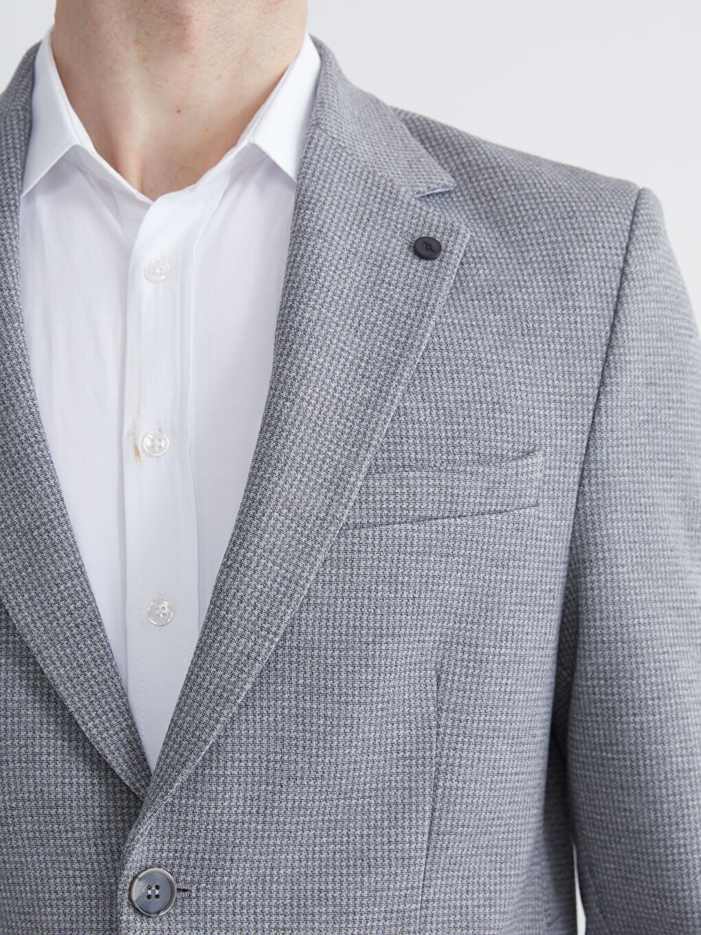 Gri Dar Kalıp Erkek Blazer Ceket-2