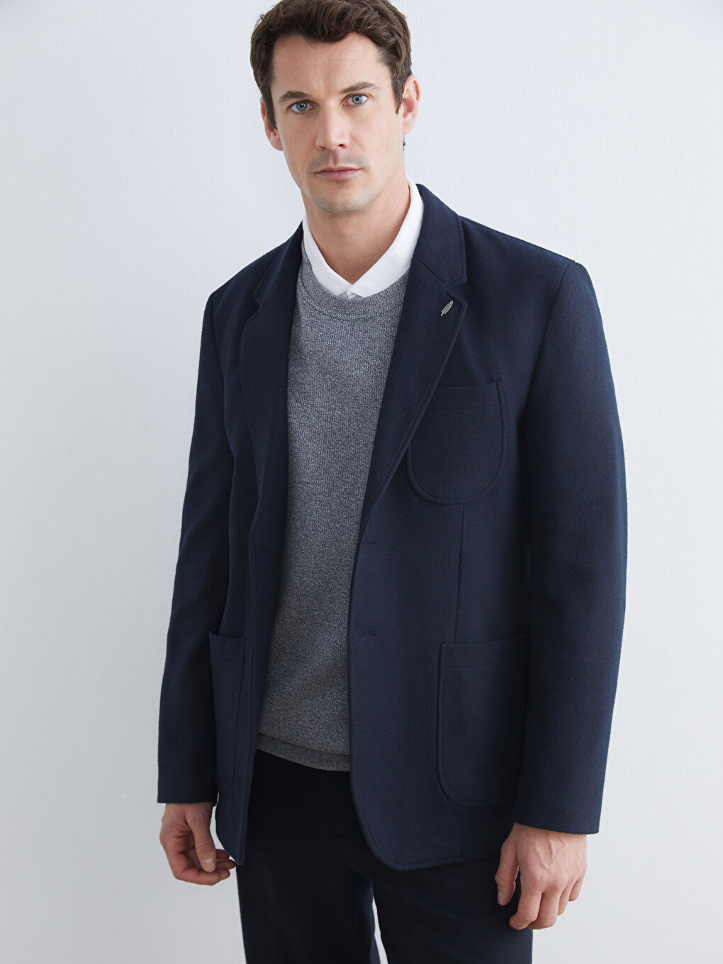 Lacivert Standart Kalıp Erkek Blazer Ceket