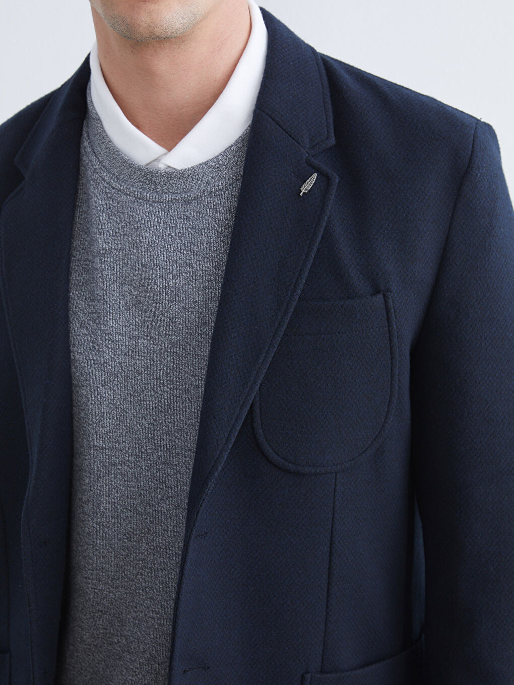 Lacivert Standart Kalıp Erkek Blazer Ceket-2