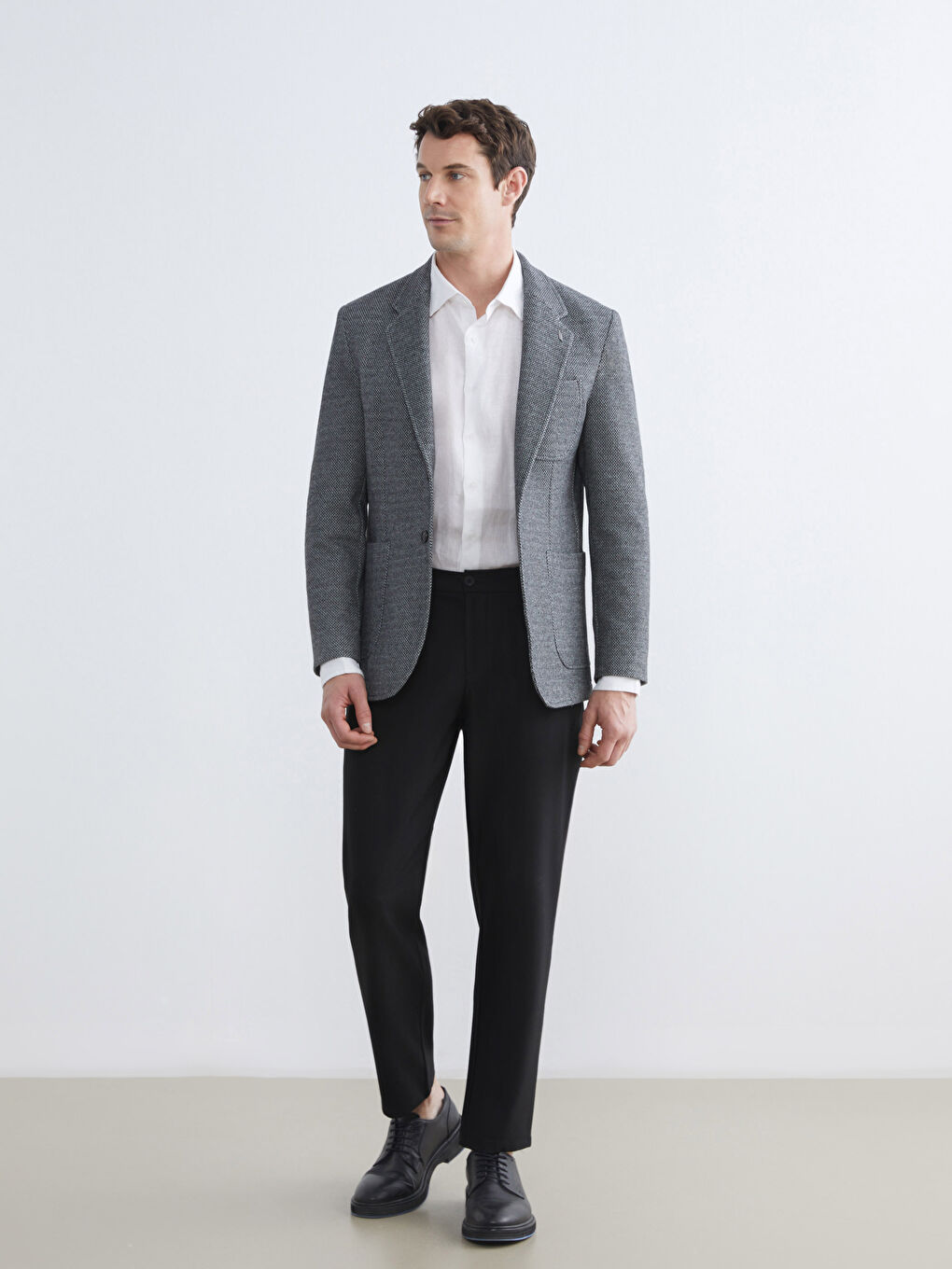 Gri Standart Kalıp Erkek Blazer Ceket-1