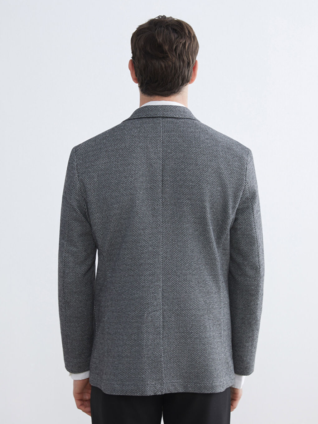 Gri Standart Kalıp Erkek Blazer Ceket-3