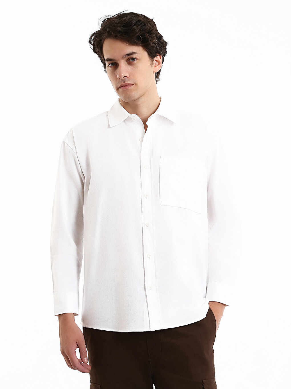 Relaxed Fit Long Sleeve Men's Shirt
