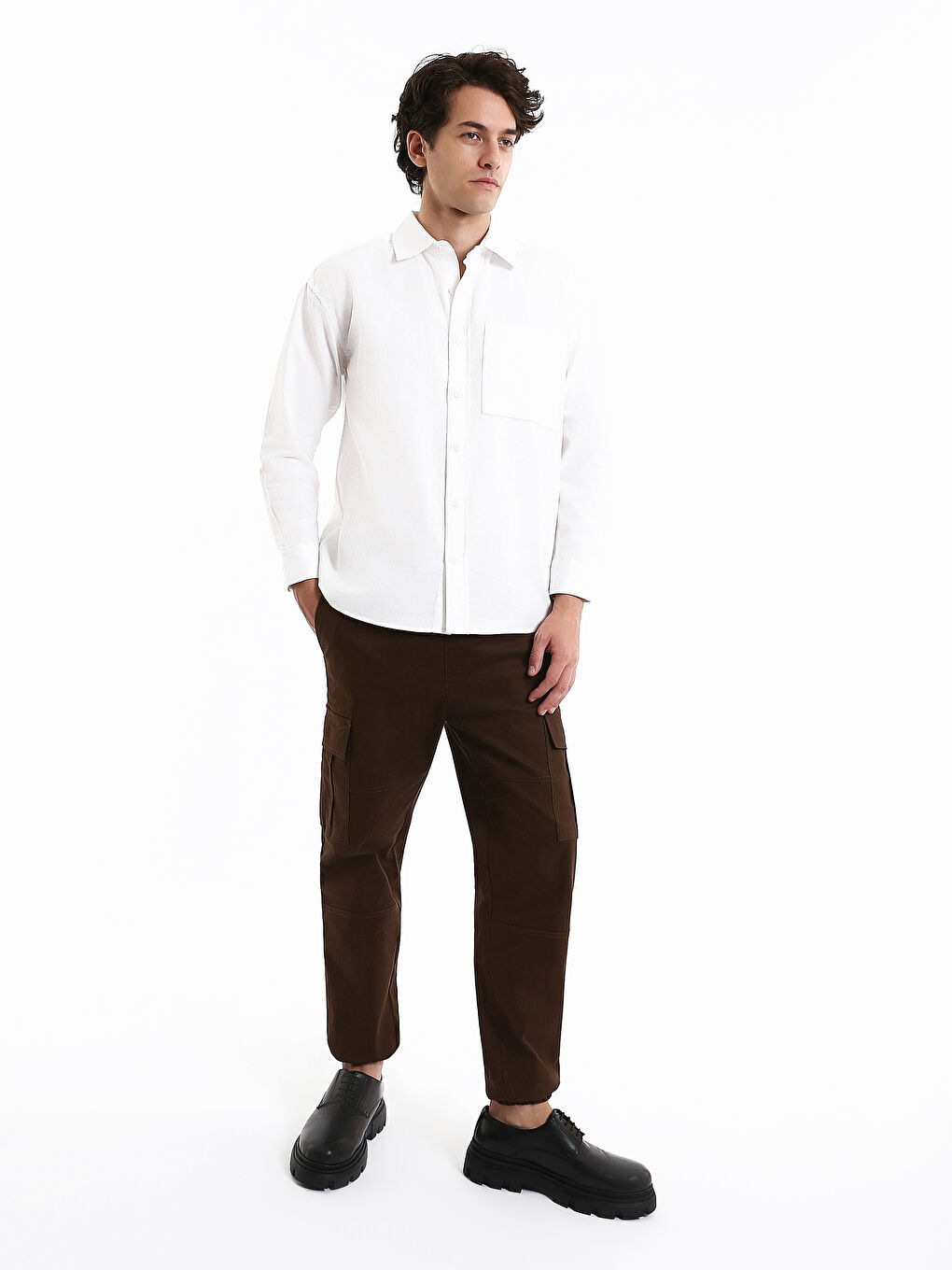 Relaxed Fit Long Sleeve Men's Shirt-1