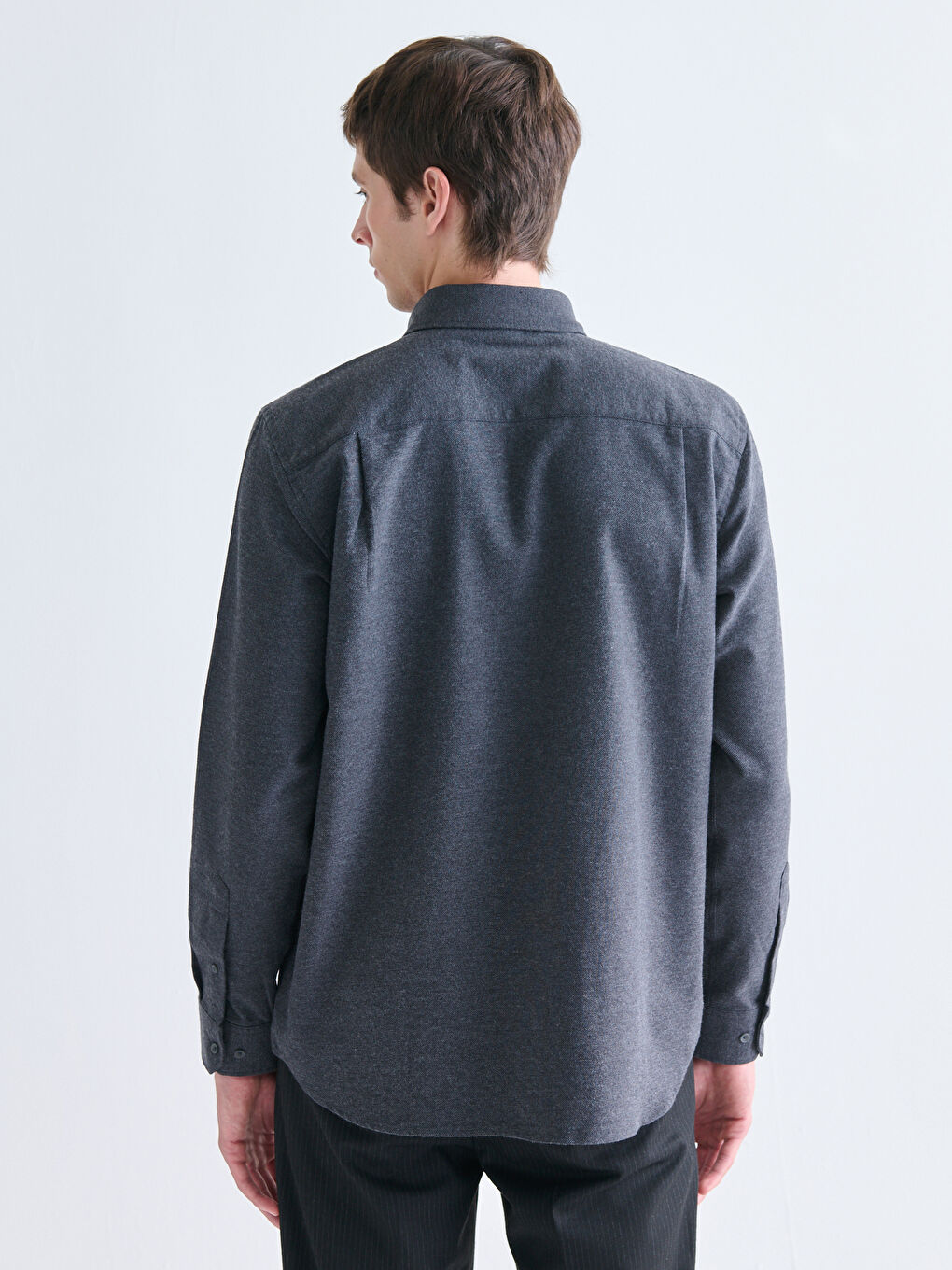 Antrasit Regular Fit Uzun Kollu Erkek Oduncu Gömlek-3