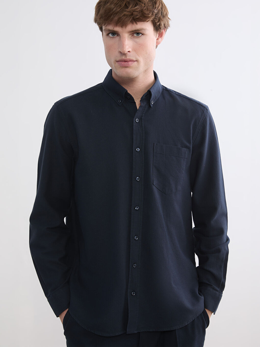 Regular Fit Long Sleeve Men's Flannel Shirt