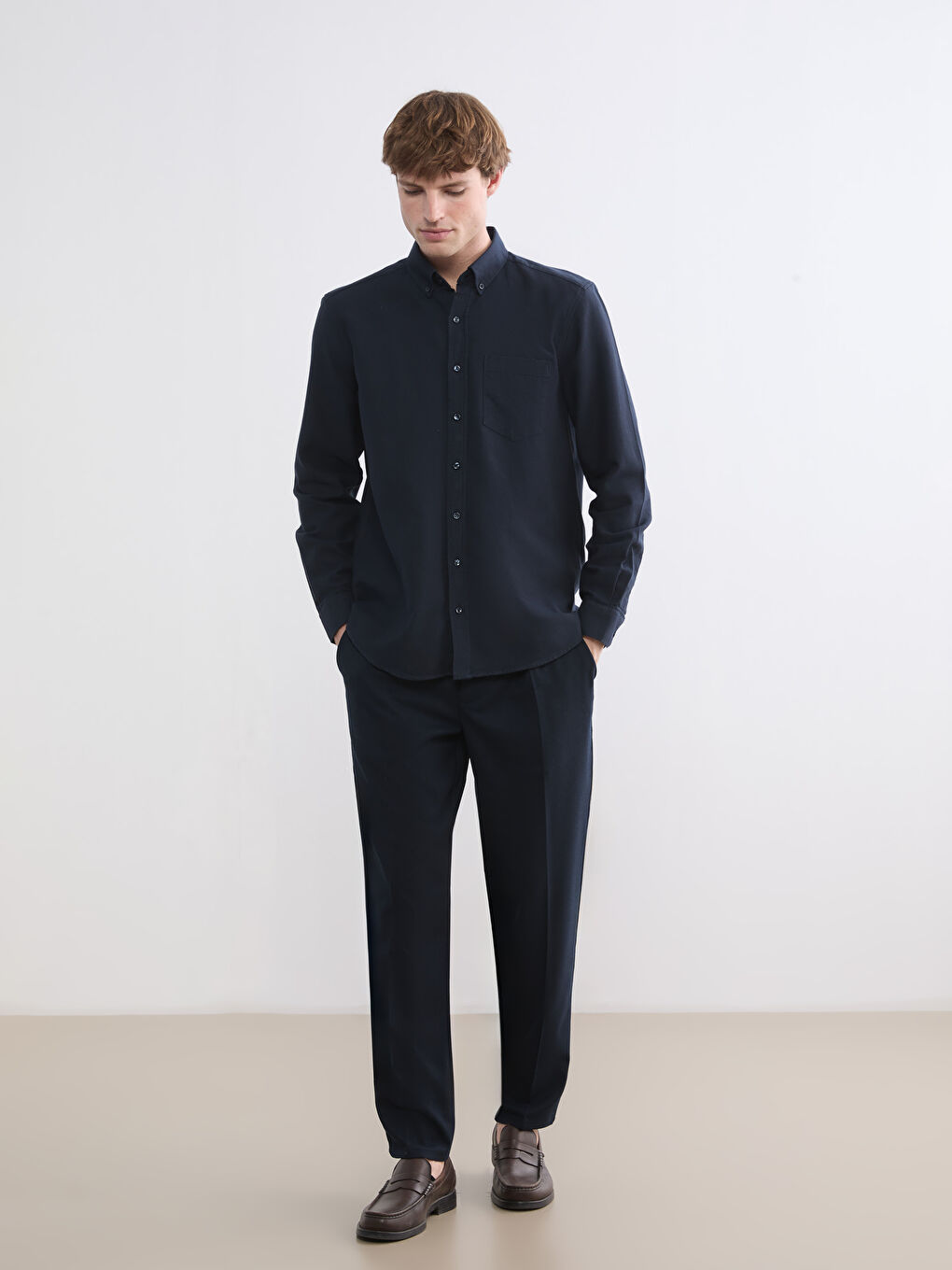 Regular Fit Long Sleeve Men's Flannel Shirt-1