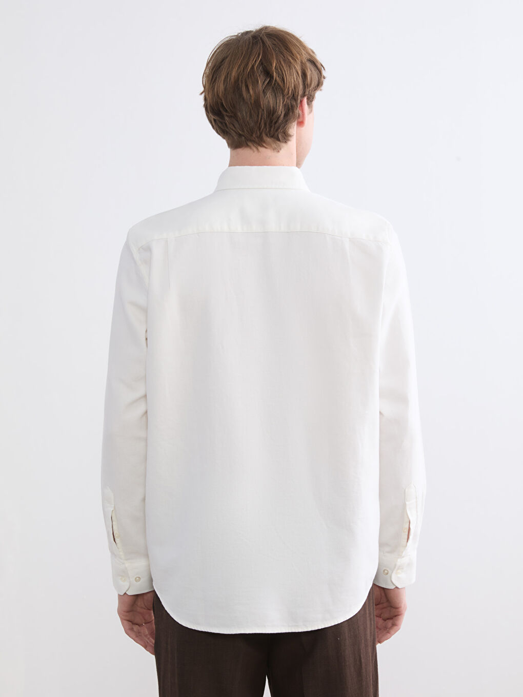 Beyaz Regular Fit Uzun Kollu Erkek Oduncu Gömlek-6