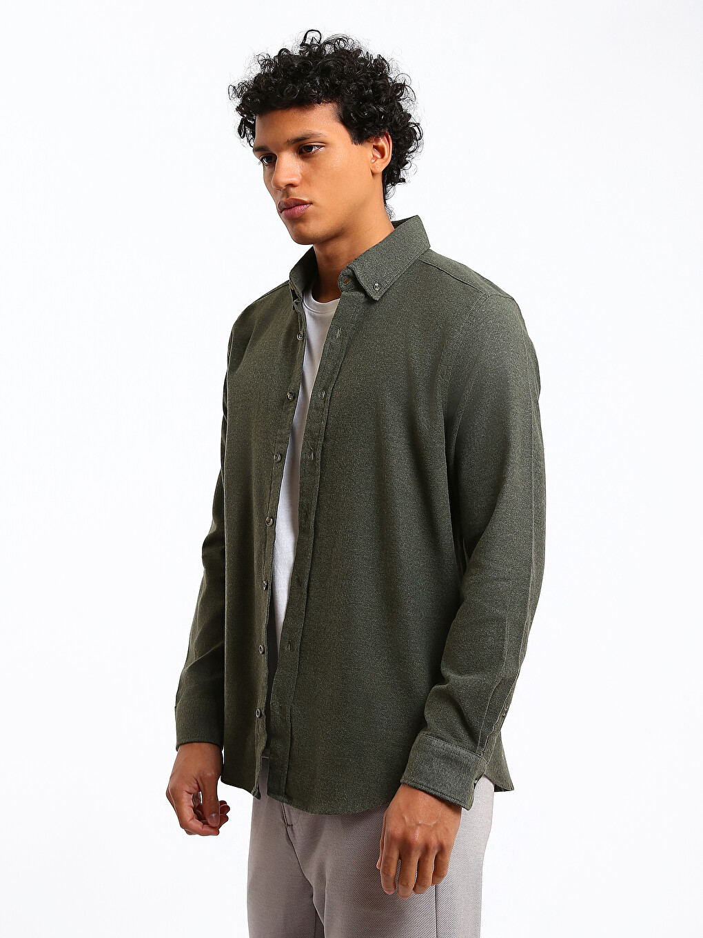 Regular Fit Men's Long Sleeve Flannel Shirt-3