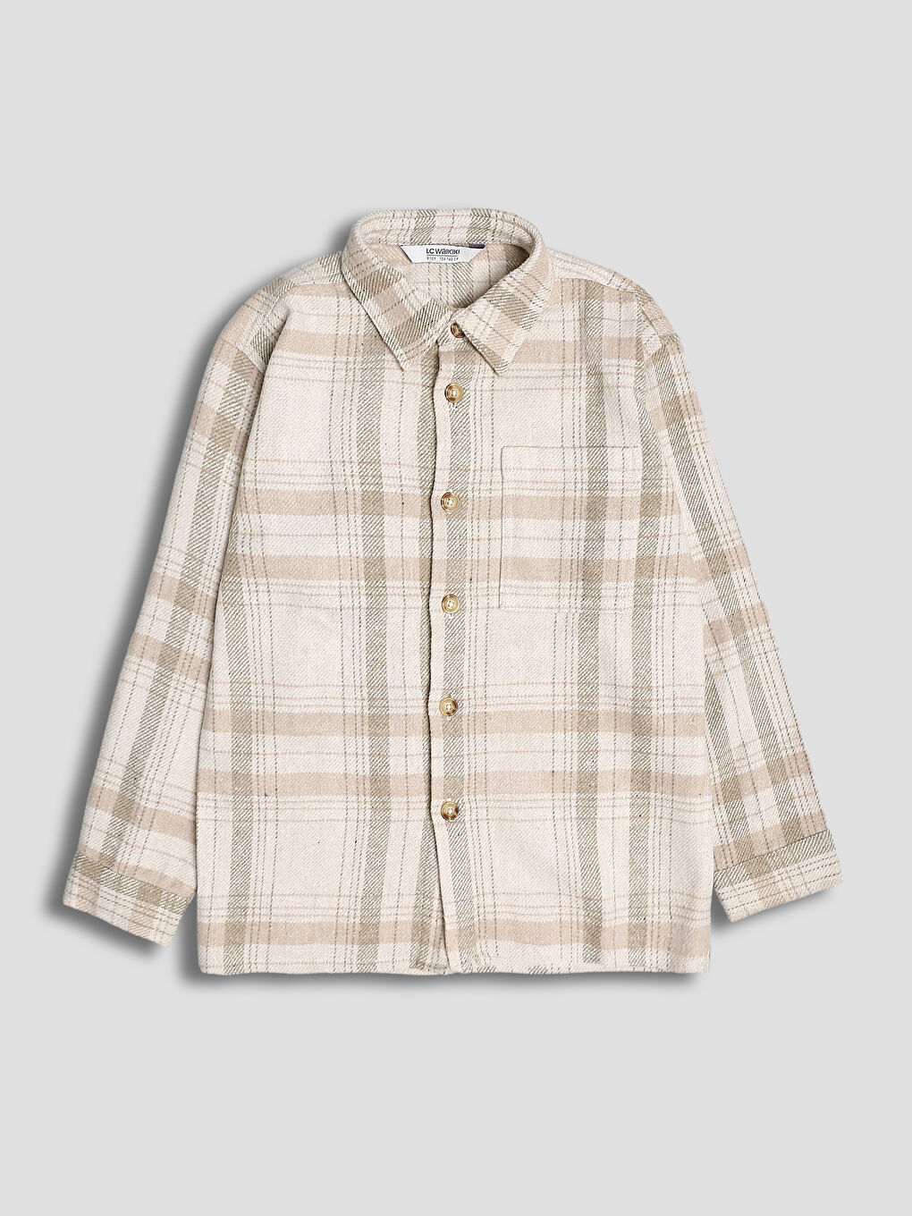 قميص للأولاد بنقشة المربعات بأكمام طويلة