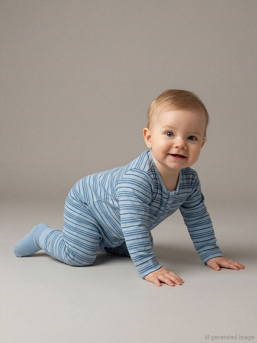 Ολόσωμη Φόρμα Ριγέ με Στρογγυλή Λαιμόκοψη για Μωρά Αγόρια