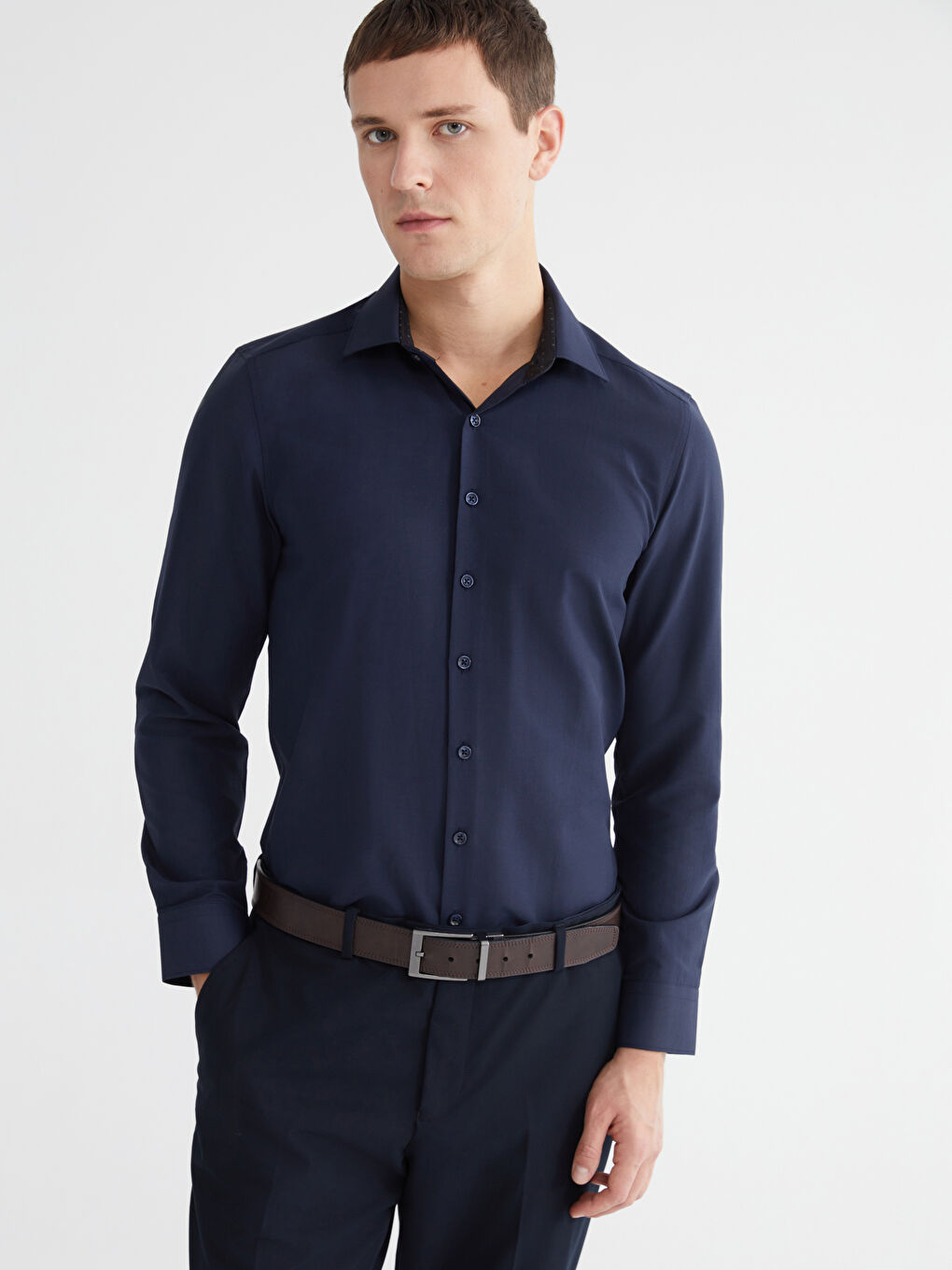 Slim Fit Long Sleeve Poplin Men's Shirt