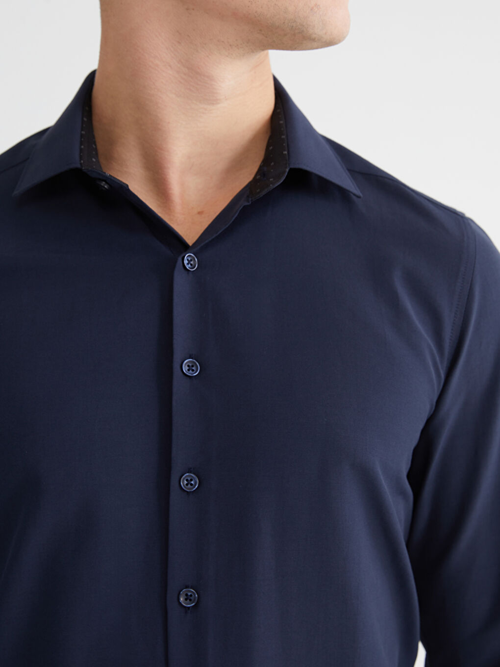 Slim Fit Long Sleeve Poplin Men's Shirt-2