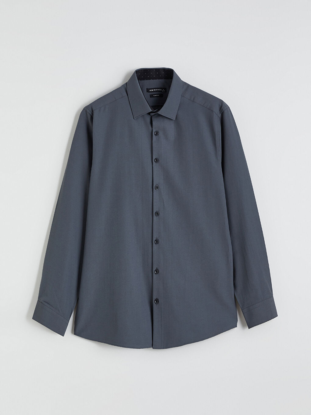 Antrasit Slim Fit Uzun Kollu Poplin Erkek Gömlek-4