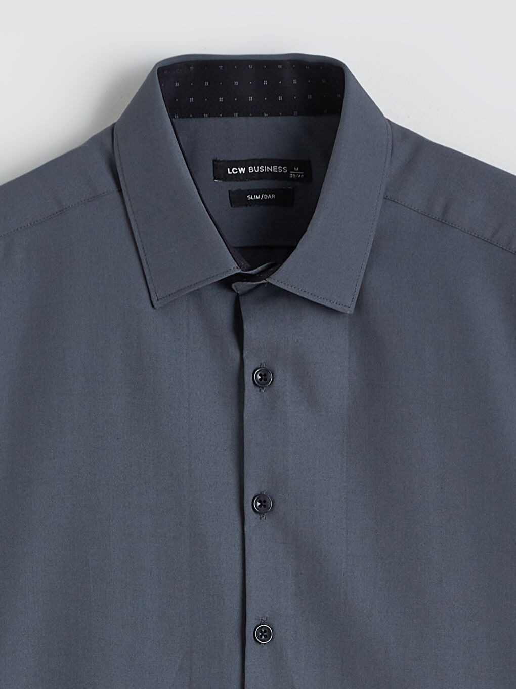 Antrasit Slim Fit Uzun Kollu Poplin Erkek Gömlek-5