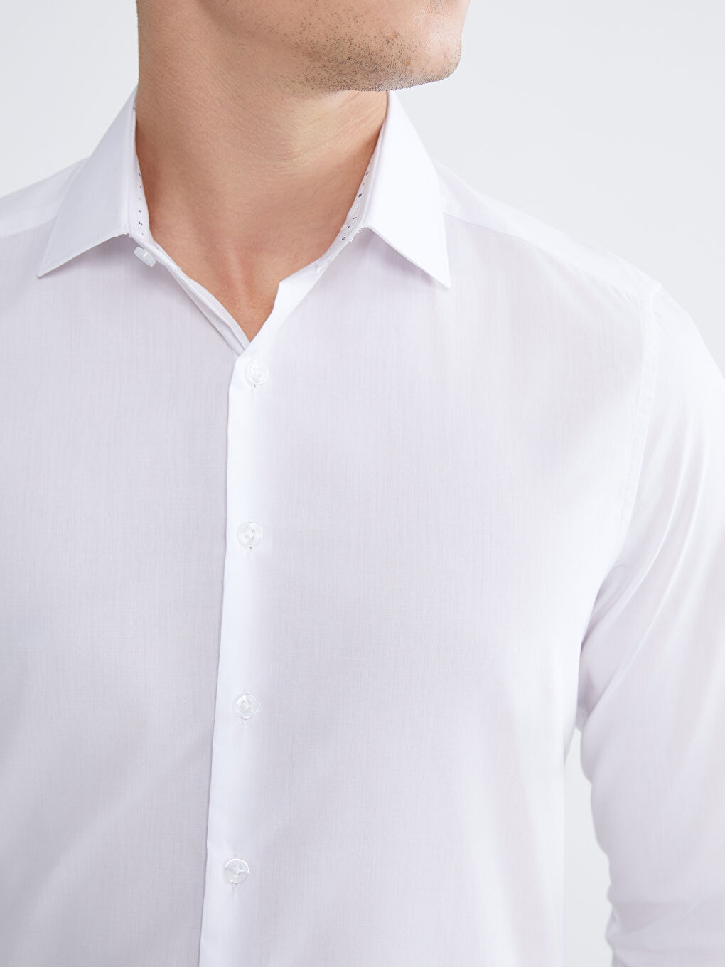 Slim Fit Long Sleeve Poplin Men's Shirt-2
