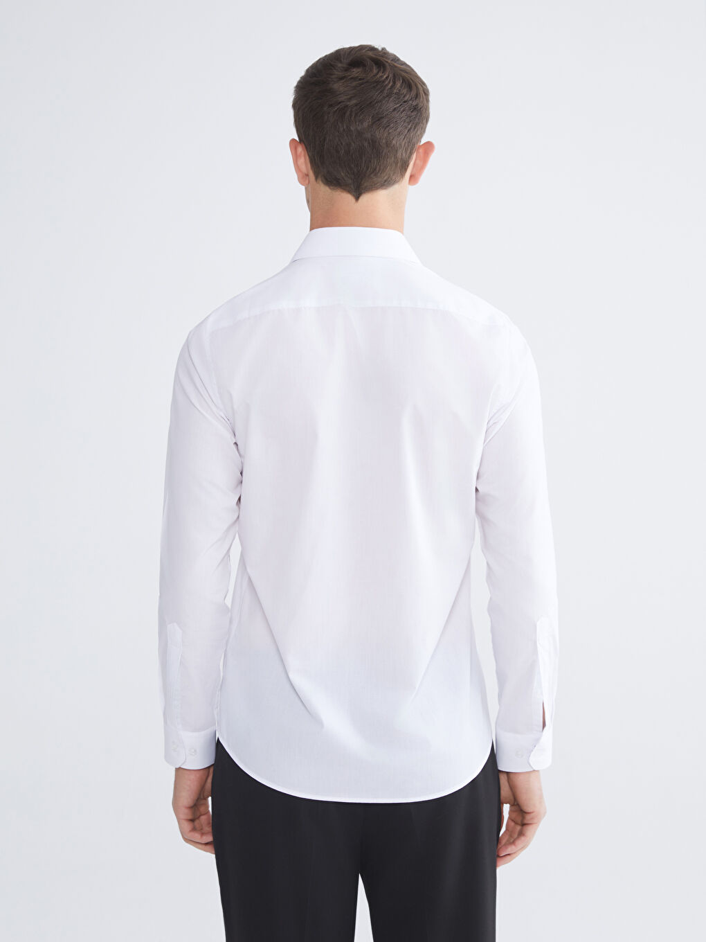 Slim Fit Long Sleeve Poplin Men's Shirt-3